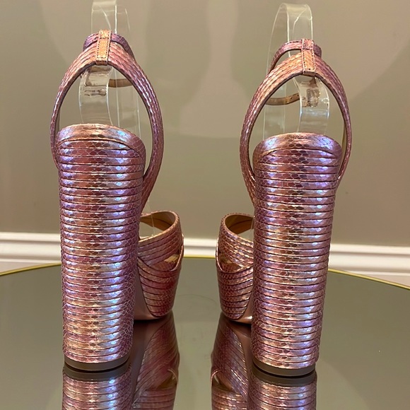 Aquazzura Sundance 140 Snake Embossed Platform Sandals sz 36.5 - Picture 9 of 15